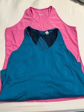 Under Armour Pink & Teal Women's Performance Tank Tops